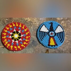 vintage 3”hand crafted beaded rosettes